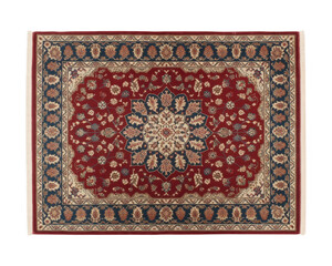Traditional red and blue floral rug carpet isolated on a transparent background