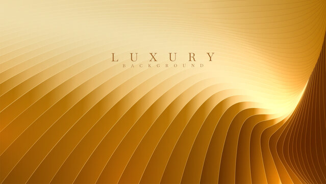 Luxury gold background with abstract wave lines and light effect, Premium golden curve pattern, vector illustration.