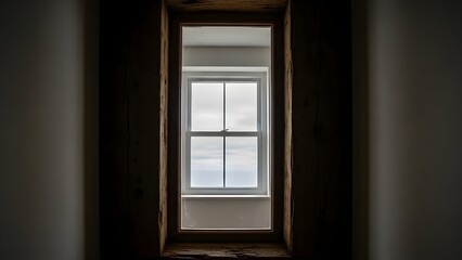 Obraz premium A window with a view of a cloudy sky