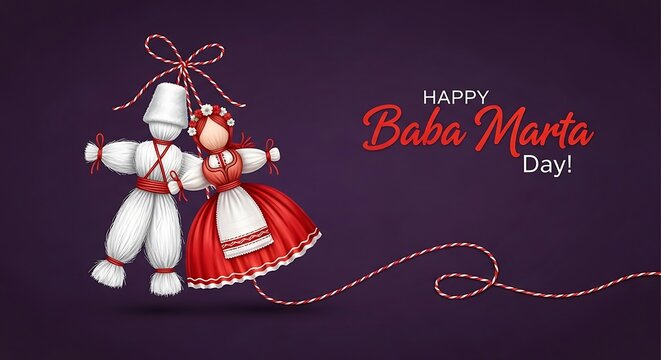 Happy baba marta day celebration with traditional dolls