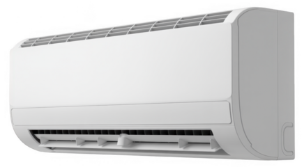 White air conditioner unit isolated on a transparent background