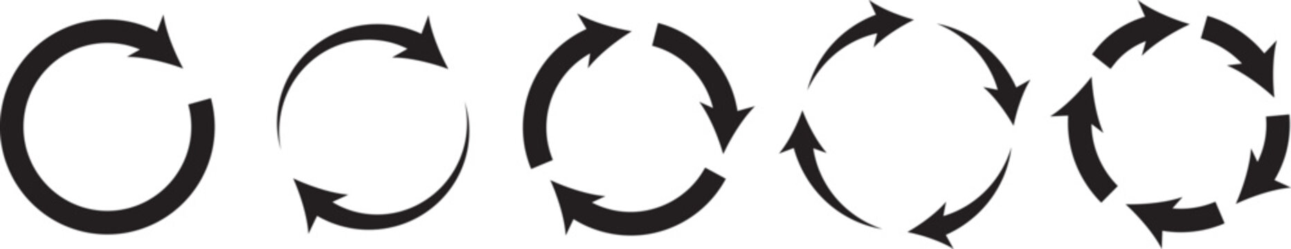 Professional circular arrow set. Modern spin and flip icons. Universal loading and buffering symbols. Vector clockwise and counter-clockwise signs collection.

