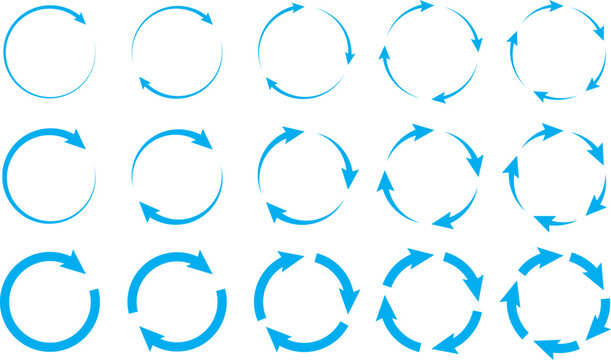 PrMinimalist circular arrows set. Mobile app rotation icon collection icons. web interface motion vector elements.Modern rotation and direction icons
int