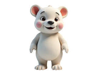 Fototapeta premium A cute white bear with bright pink nose and ears, great for winter or holiday scenes