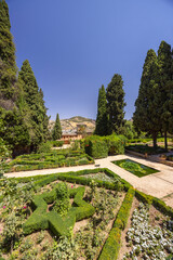 Obraz premium Generalife historic garden design in Granada, Spain