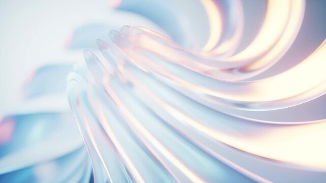 Abstract twisted shape with glossy surface and vibrant light reflections creating a dynamic and ethereal loop background