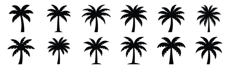 Easter palm outline Silhouette vector icon set. Easter vector icons on white background and Vector illustration.