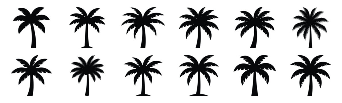 Easter palm outline Silhouette vector icon set. Easter vector icons on white background and Vector illustration.