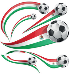 Mexico flag and soccer ball icon set, clean vector illustration for football-themed designs