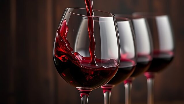 unharmed. Red wine being poured into glasses with burgundy liquid. bar promotions, beverage menus, designed for food & beverage menus and cafe branding, used by researchers.