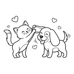 Fototapeta premium dog and cat