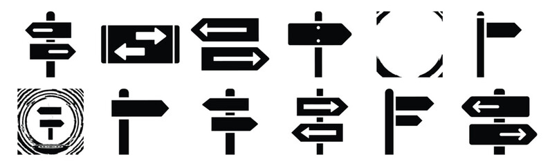 Easter direction sign Silhouette vector icon set. Easter vector icons on white background and Vector illustration. © KartikChandro