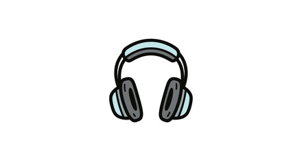 Fototapeta premium Cartoon Headphones for Music Listening Isolated White Background