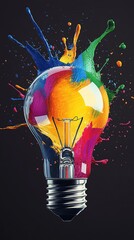 Colorful Paint Light Bulb Creativity Abstract Innovation Think Differently Marketing