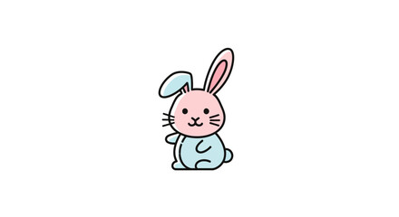 Fototapeta premium Adorable Cute Cartoon Bunny Rabbit Sitting on Isolated White Background