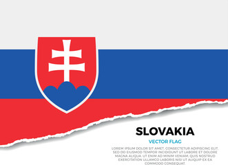 Fototapeta premium Flag of Slovakia. Creative Torn Paper Edge Effect on transparent background