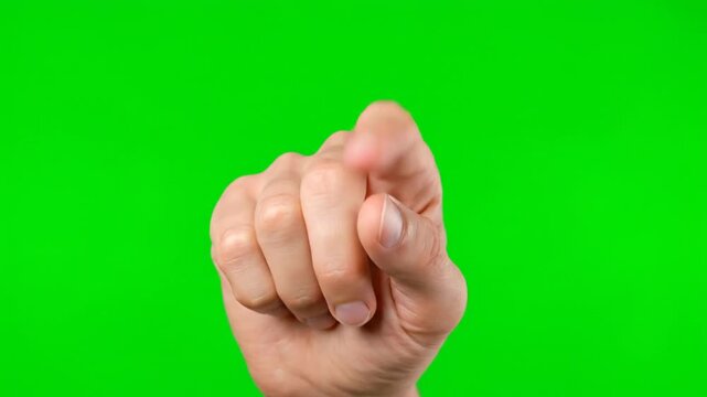 Close-up of a clenched fist against a bright green background with a white border at the bottom.