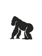 Obraz premium Full-Body Gorilla Logo in Side View with Back Straight and Limbs on Ground