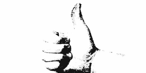 Fototapeta premium A striking black and white image of a hand giving a thumbs up gesture