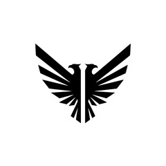 Obraz premium Powerful abstract eagle wings logo in black vector style