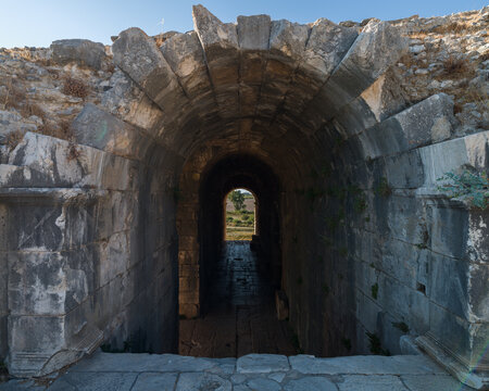 The ruins of Miletus. The theater at the ruins of Miletus near Didim, Turkey. Western Anatolia, Aegean coast. Aydin province, T&uuml;rkiye 