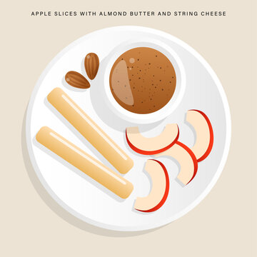 Apple slices with almond butter and string cheese.