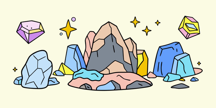 Colorful gemstone landscape