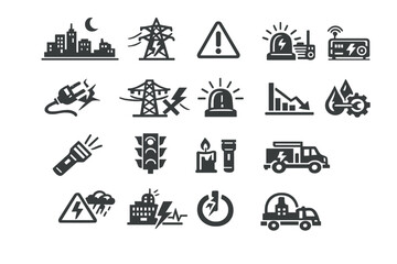 Energy, Infrastructure and Emergency Line Icons