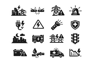 Naklejka premium Energy, Emergency and Infrastructure Line Icons