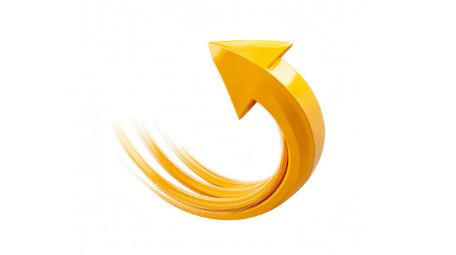 Dynamic glossy golden yellow arrow showing upward flow and continuous movement