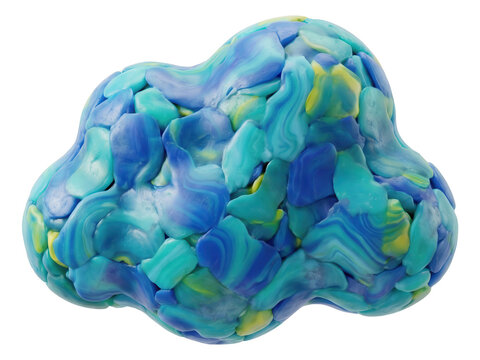 Blue and Yellow Clay Cloud: Artistic and Abstract