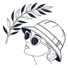 Stylish woman with hat and sunglasses