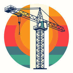 Construction crane at sunset