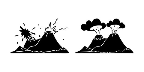 Volcanic activity silhouette