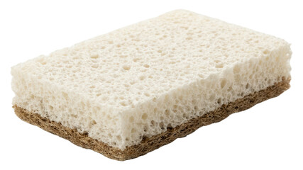 Beige Sponge Scouring Pad for Cleaning on White Background