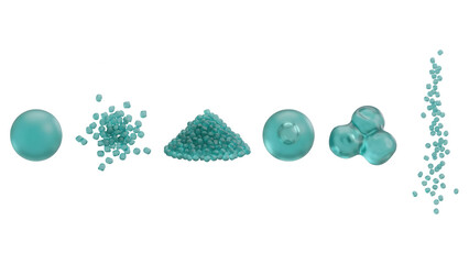 Fototapeta premium Collection of Turquoise Blue Crystals and Spheres Isolated on White