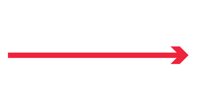 A long, thin red arrow pointing right on a white background, symbolizing a continuous path, progress, and forward momentum in a clear, direct manner.