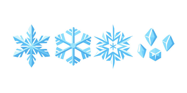 Snowflakes and ice crystals