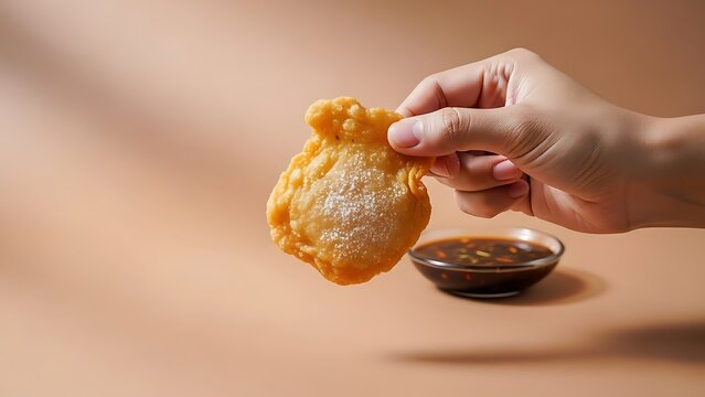 hand holding pempek fish cake