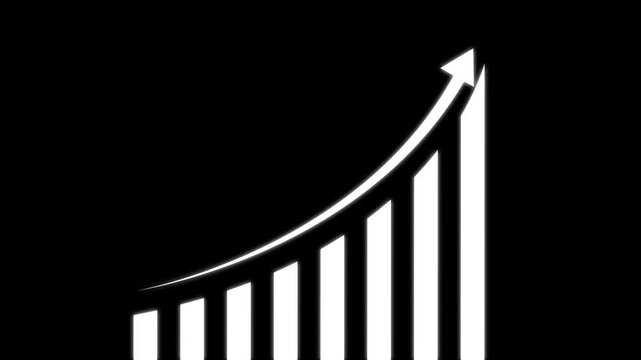 Business growth concept in graph chart Abstract business growth and graph chart icon animation background. Business Financial Growing Business Income And Earnings.