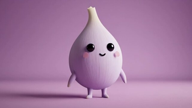 A delightful and adorable cartoon-style garlic character, this cute character is full of charm and whimsy