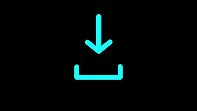 Cyan color download button icon.
