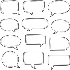 Obraz premium Collection of hand drawn speech bubbles in various shapes and sizes talk communication