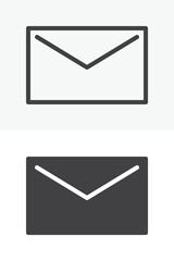 Envelope mail icon in different style set. Line and outline, solid version vector icon with editable stroke. Email sign and symbol for message mail icon communication.