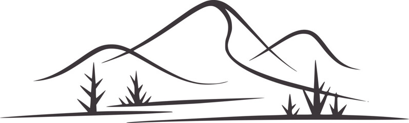 Minimalist dark gray of rolling hills and sparse grass © Mehedy