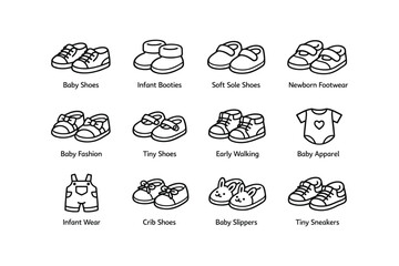 Obraz premium Baby and infant footwear collection with various styles and designs