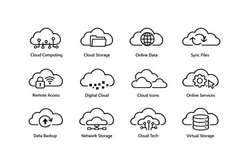 Fototapeta premium Cloud computing icons for digital services and storage solutions