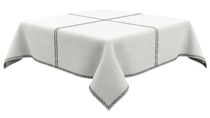 White linen tablecloth with decorative stitching