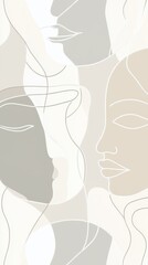 Intricate white and gray abstract pattern featuring a woman s face in modern art style.