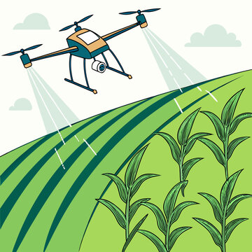 Agricultural drone spraying crops